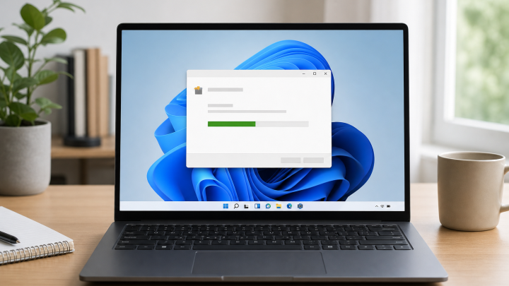 Windows 11 laptop showing a generic office software installation screen