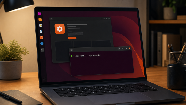 Ubuntu 桌面上下载并通过终端安装办公软件的示意图